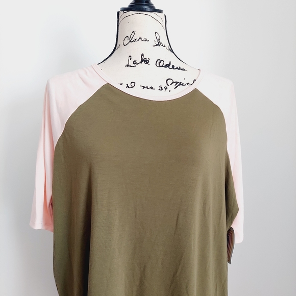 NWT LulaRoe Irma Green Peach Tunic Top Short Sleeve XXS - Picture 2 of 7